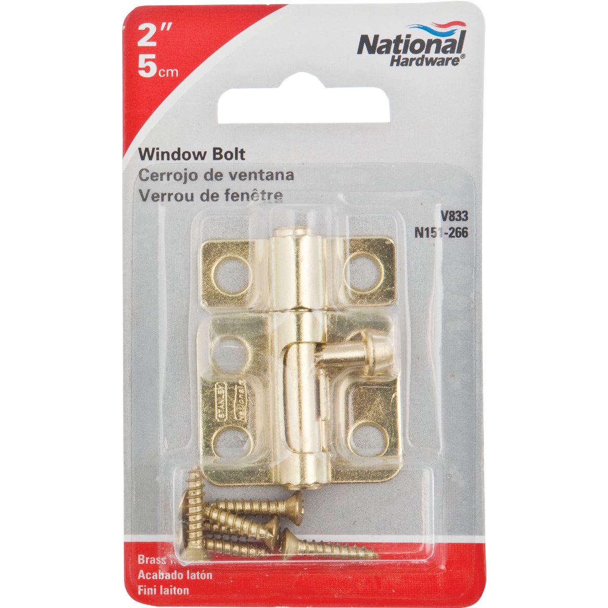 National Hardware 2 In. Satin Brass Cellar Window Barrel Bolt Image 2