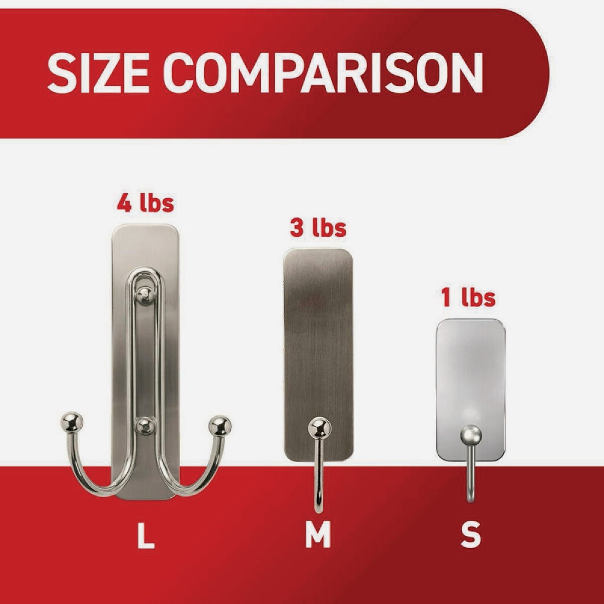 Command Large Double Bath Hook, Satin Nickel, 1 Hook, 1 Strip Image 4