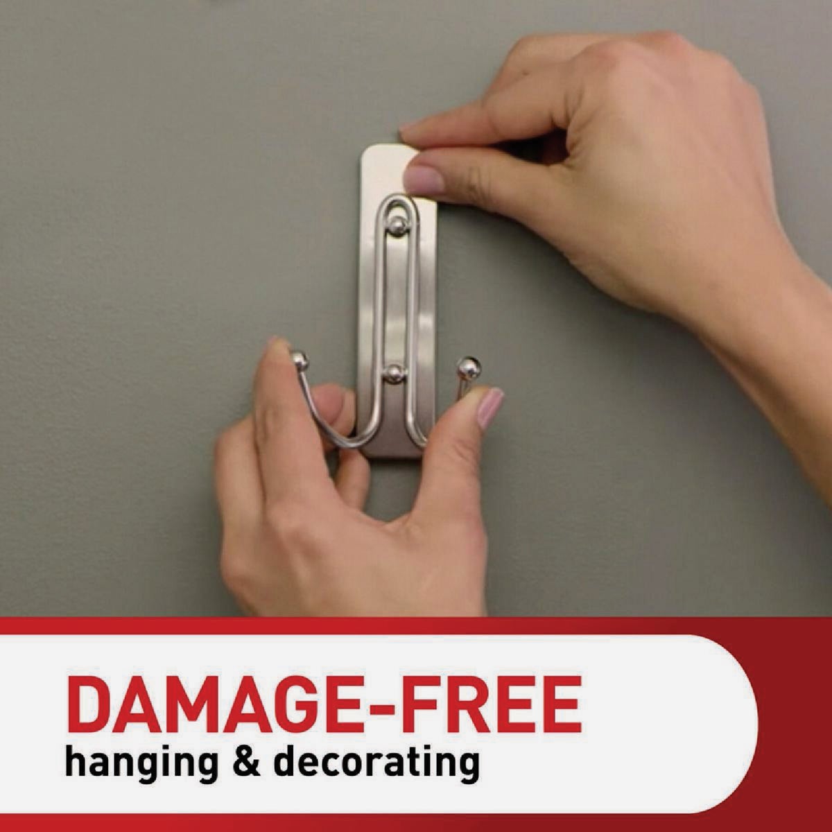 Command Large Double Bath Hook, Satin Nickel, 1 Hook, 1 Strip Image 5