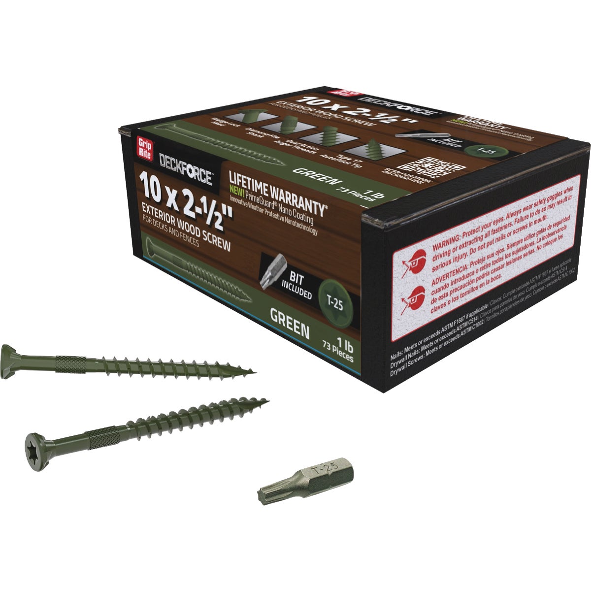 Grip-Rite DeckForce PrimeGuard Nano #10 x 2-1/2 In. Star Drive Green Screw (1 Lb.) Image 2