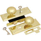 First Watch Security Brass Keyed Mortise Entry Lock Set with Brass Knob Image 1