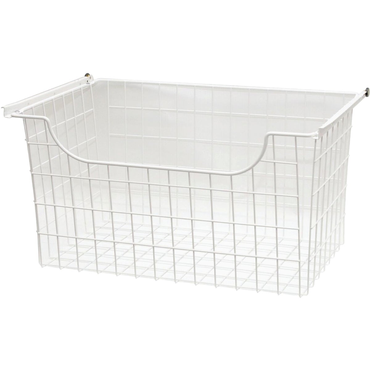 Easy Track 12 In. White Wire Sliding Basket