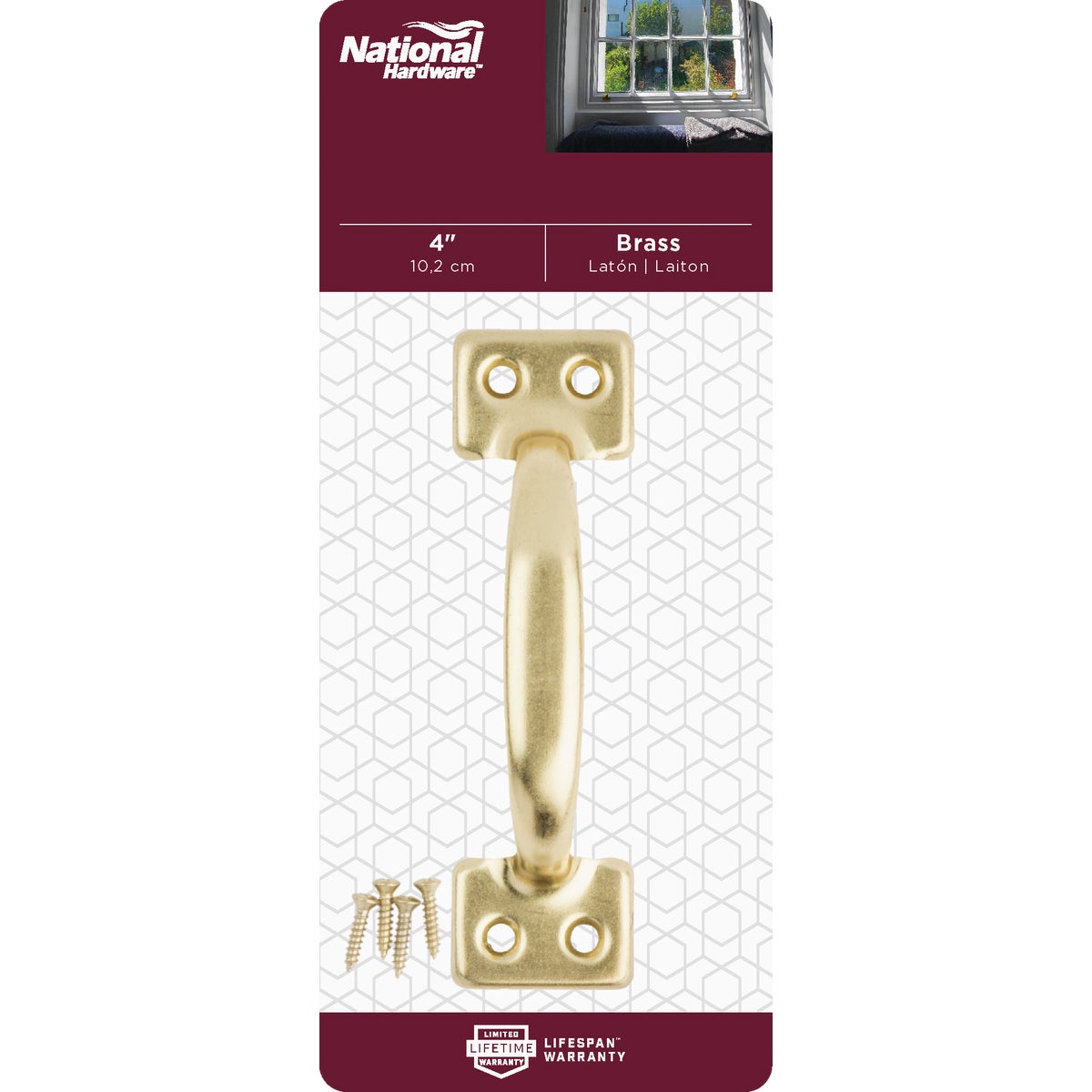National Hardware 4 In. Bright Brass Window Sash Lift Image 2
