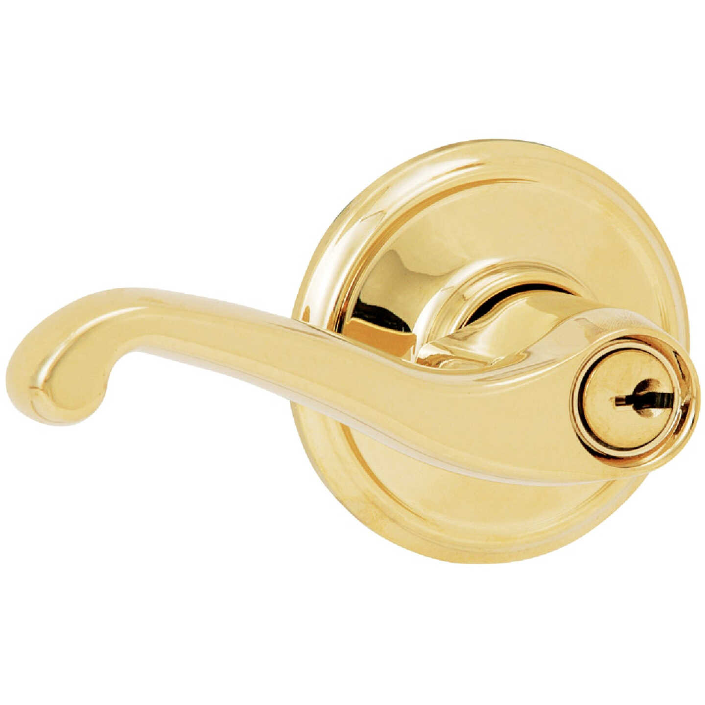 Schlage Flair Ultima Bright Brass Entry Door Lever Image 1