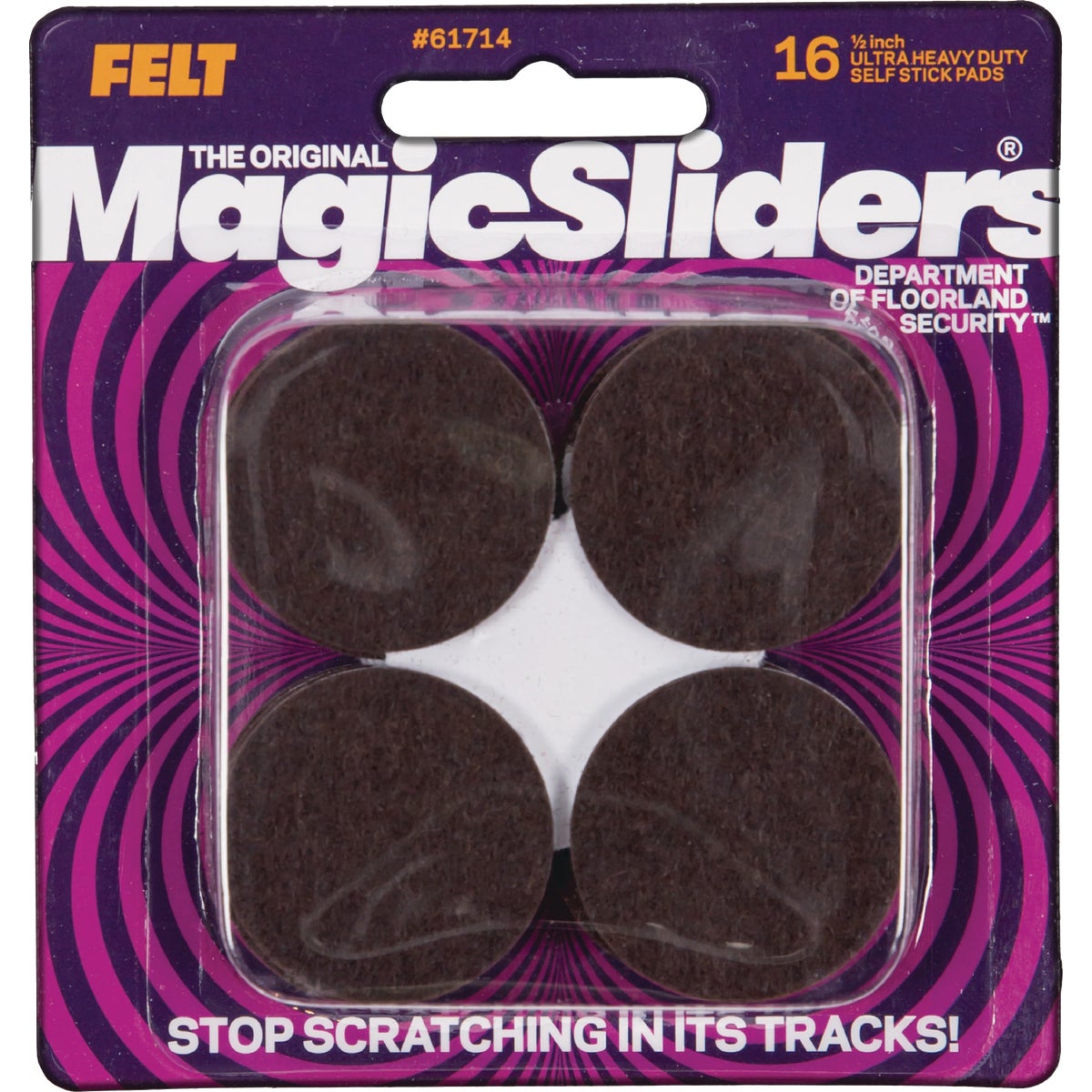 Magic Sliders 1-1/2 In. Round Brown Self-Adhesive Heavy-Duty Pad (16-Pack) Image 1