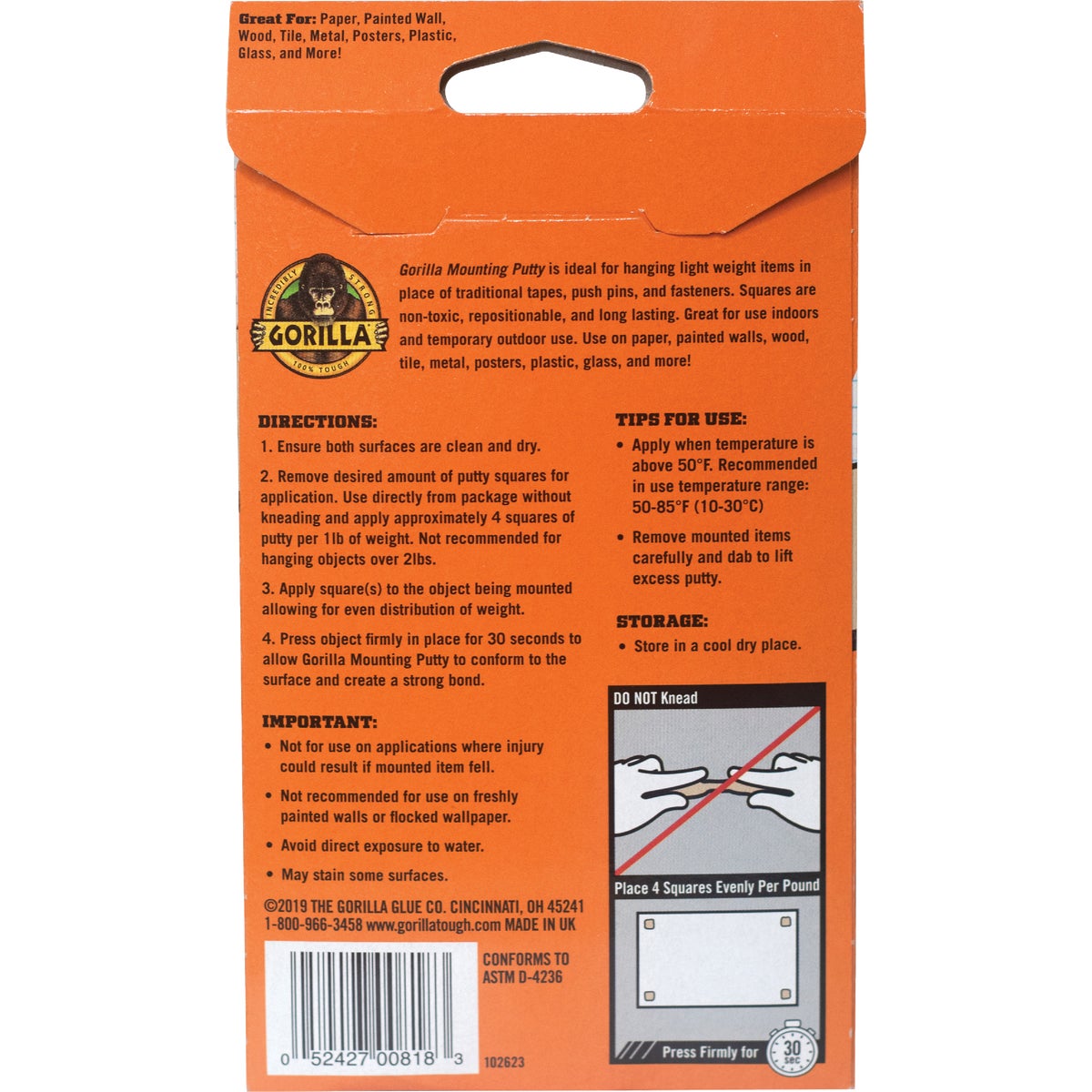 Gorilla 2 Oz. Mounting Putty (84-Squares) Image 3
