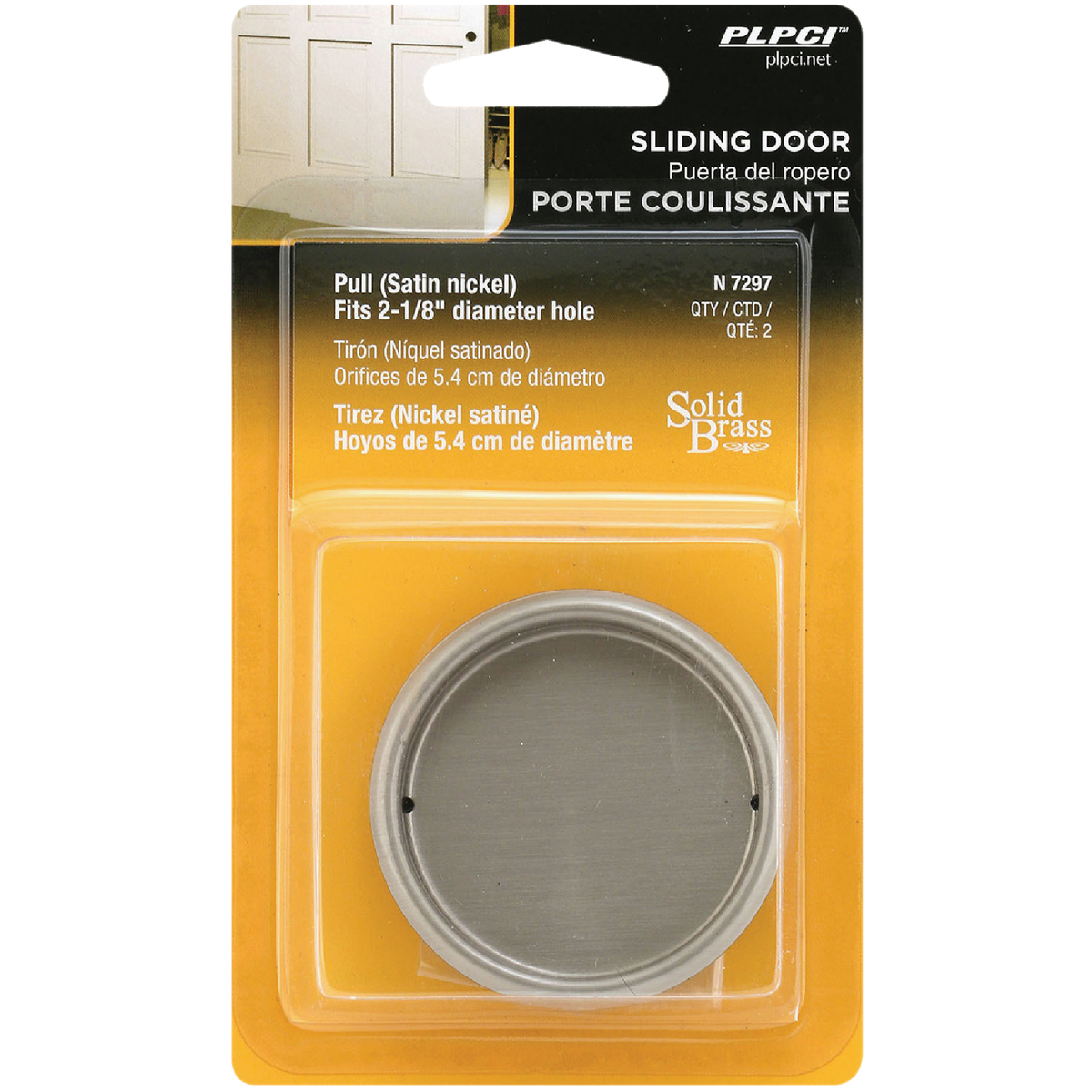 Prime-Line 2-1/8 In. Satin Nickel Closet Door Finger Pull (2 Count) Image 2