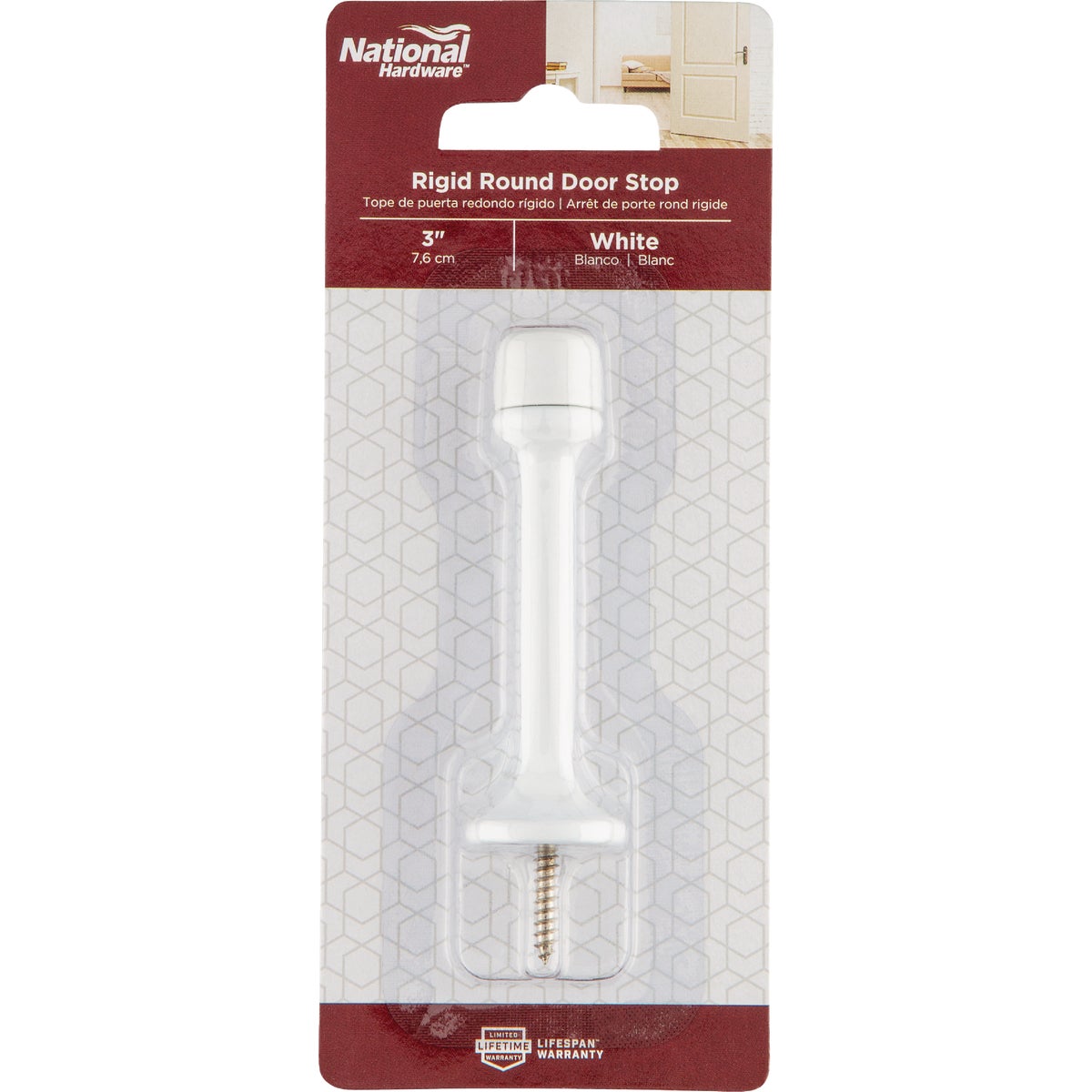 National Hardware 3 In. White Rigid Round Door Stop Image 2