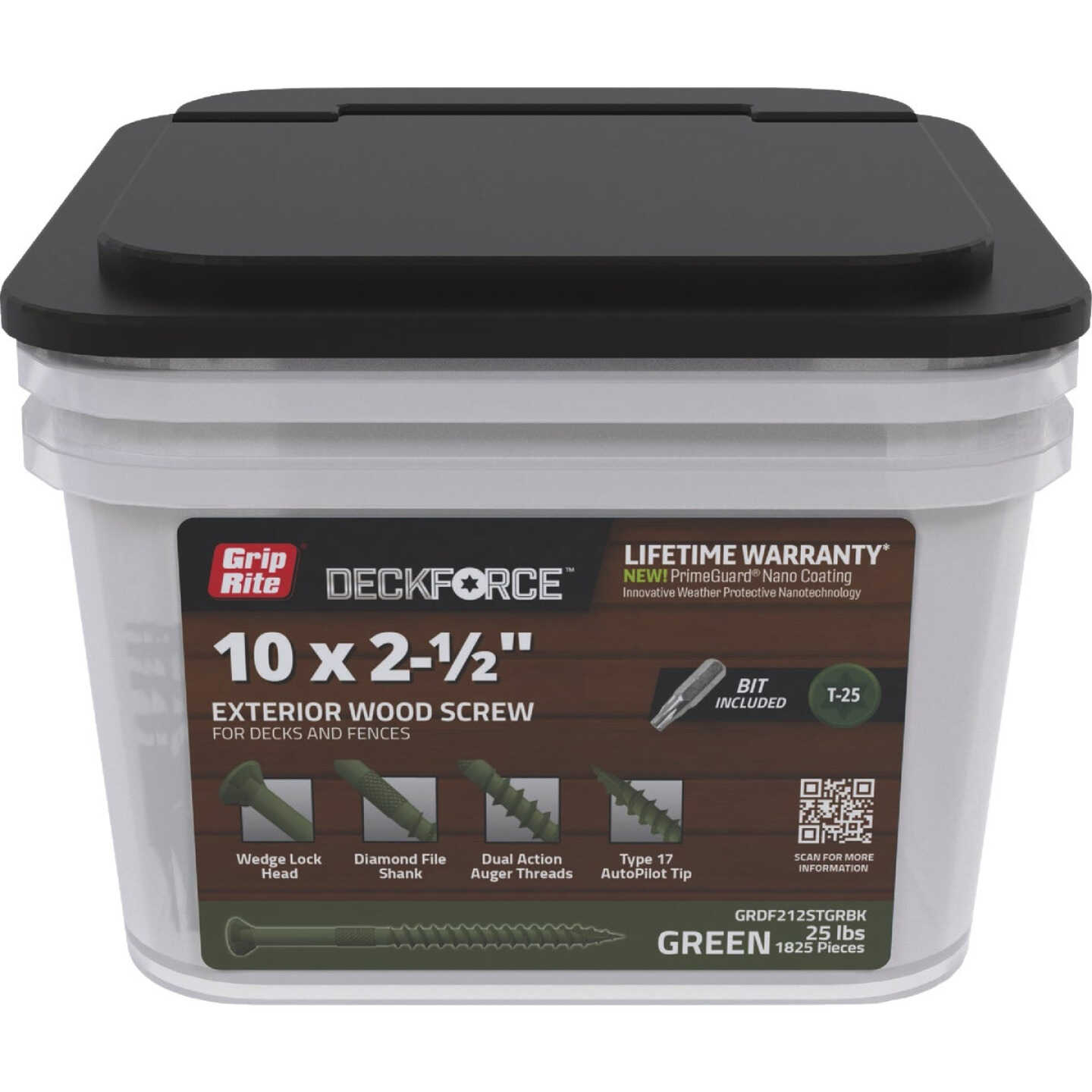 Grip-Rite DeckForce PrimeGuard Nano #10 x 2-1/2 In. Star Drive Green Screw (25 Lb.) Image 1