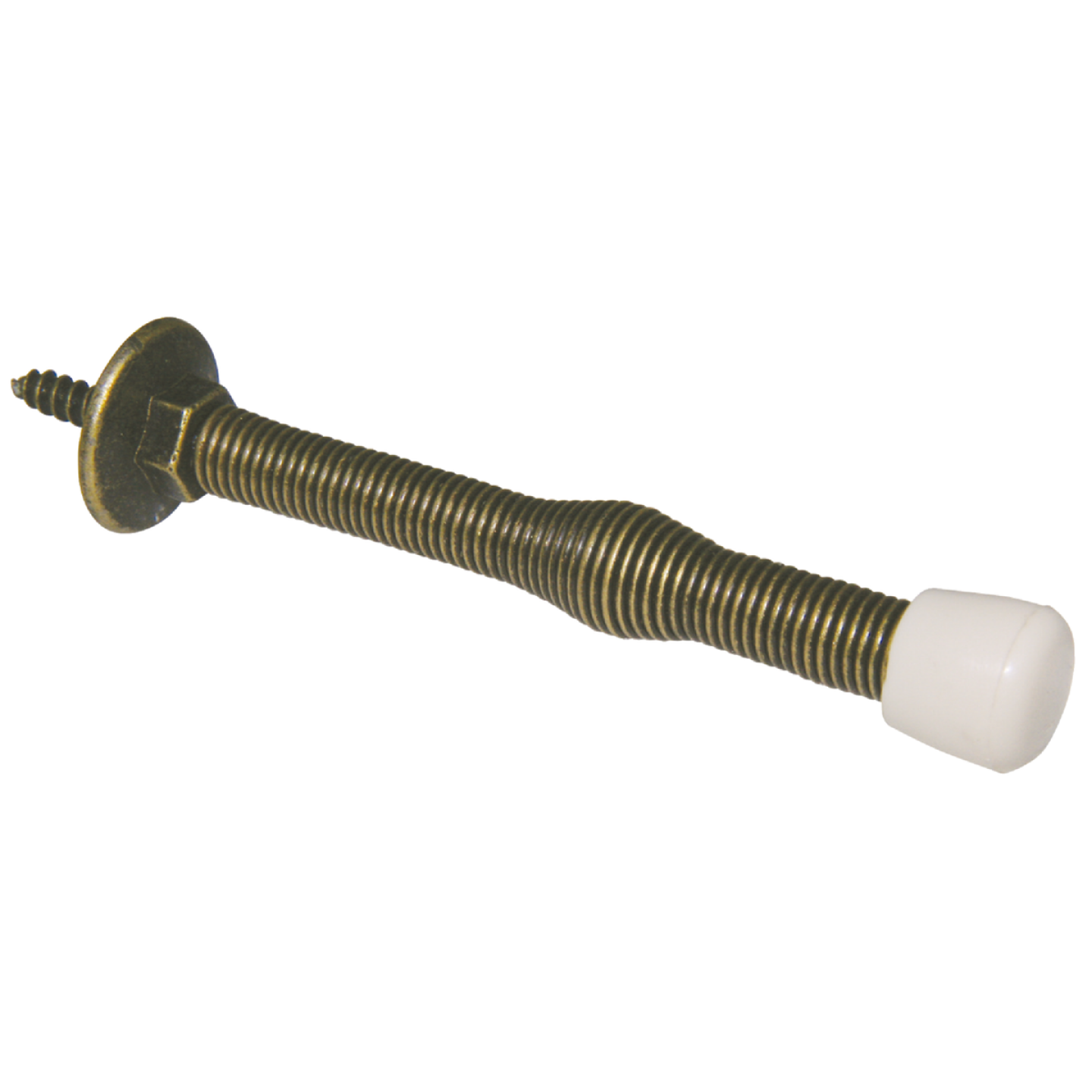 Ultra Hardware 3 In. Antique Brass Plastic Tip Spring Door Stop Image 1