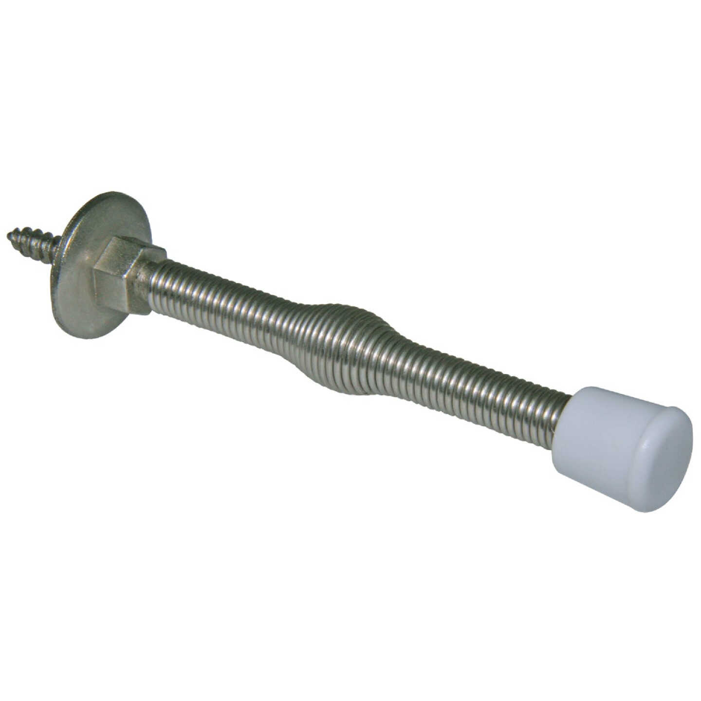 Ultra Hardware 3 In. Satin Nickel Plastic Tip Spring Door Stop Image 1
