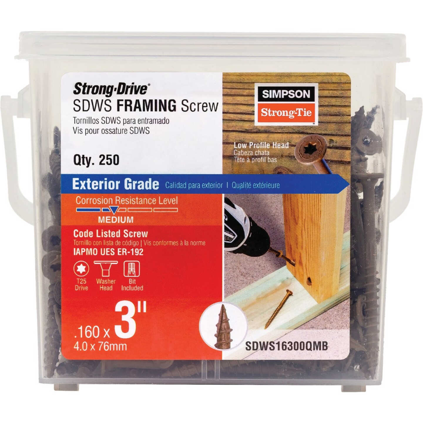 Simpson Strong-Tie Strong-Drive SDWS Quik Guard 0.160 In. x 3 In. T25 Framing Screw (250-Count) Image 1