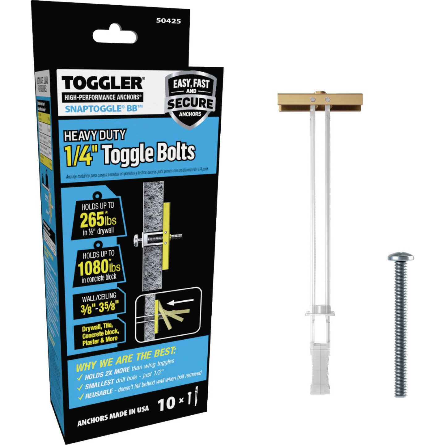 Toggler Snaptoggle 1/4 In.-24 x 2 In. Toggle Bolt (10-Count) Image 1