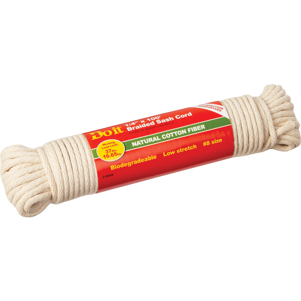 Do it Best 1/4 In. x 100 Ft. White Solid Braided Cotton Sash Cord