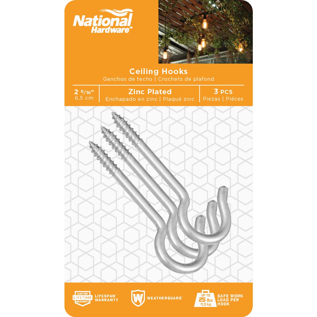 National Hardware 2-9/16 Zinc Finish Ceiling Hook (3-Pack) Image 2