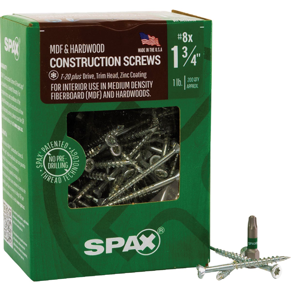 SPAX #8 x 1-3/4 In. T20 Plus Trim Head Zinc (Interior) MDF Cabinet Screw (200 Ct.) Image 6