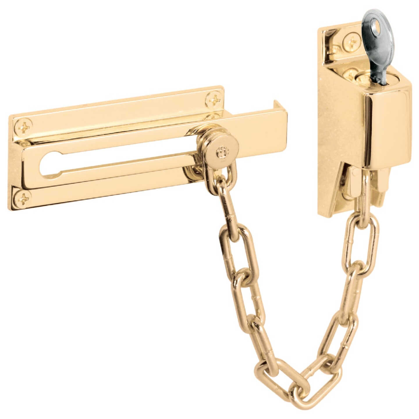 Defender Security Polished Brass Keyed Chain Door Lock Image 2