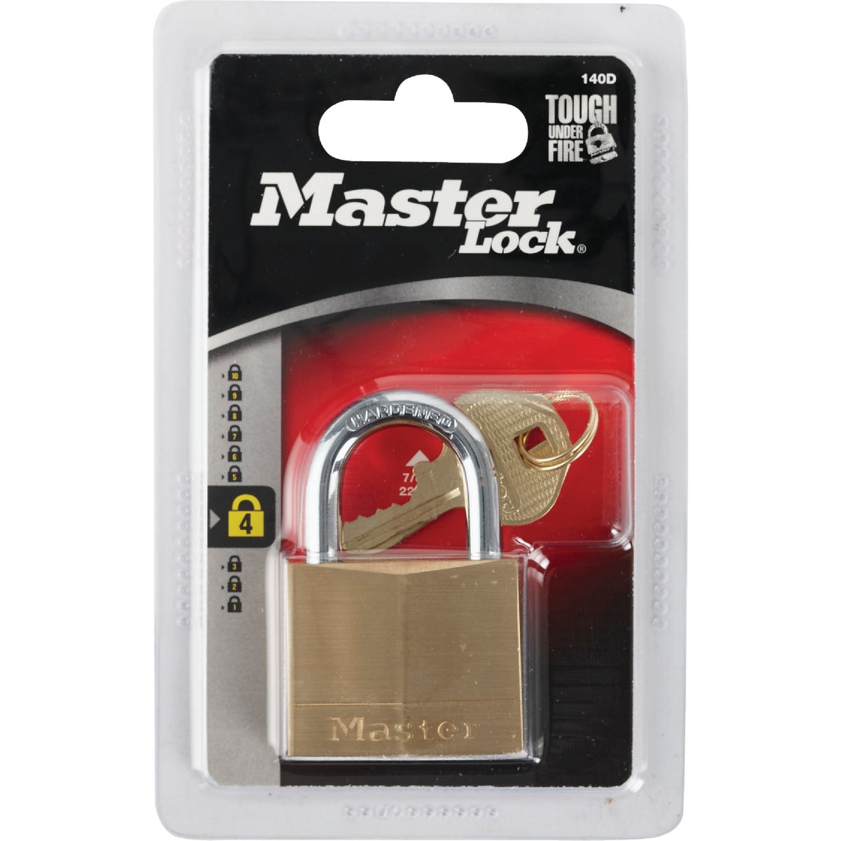 Master Lock 1-9/16 In. W. 4-Pin Tumbler Brass Keyed Different Padlock Image 2