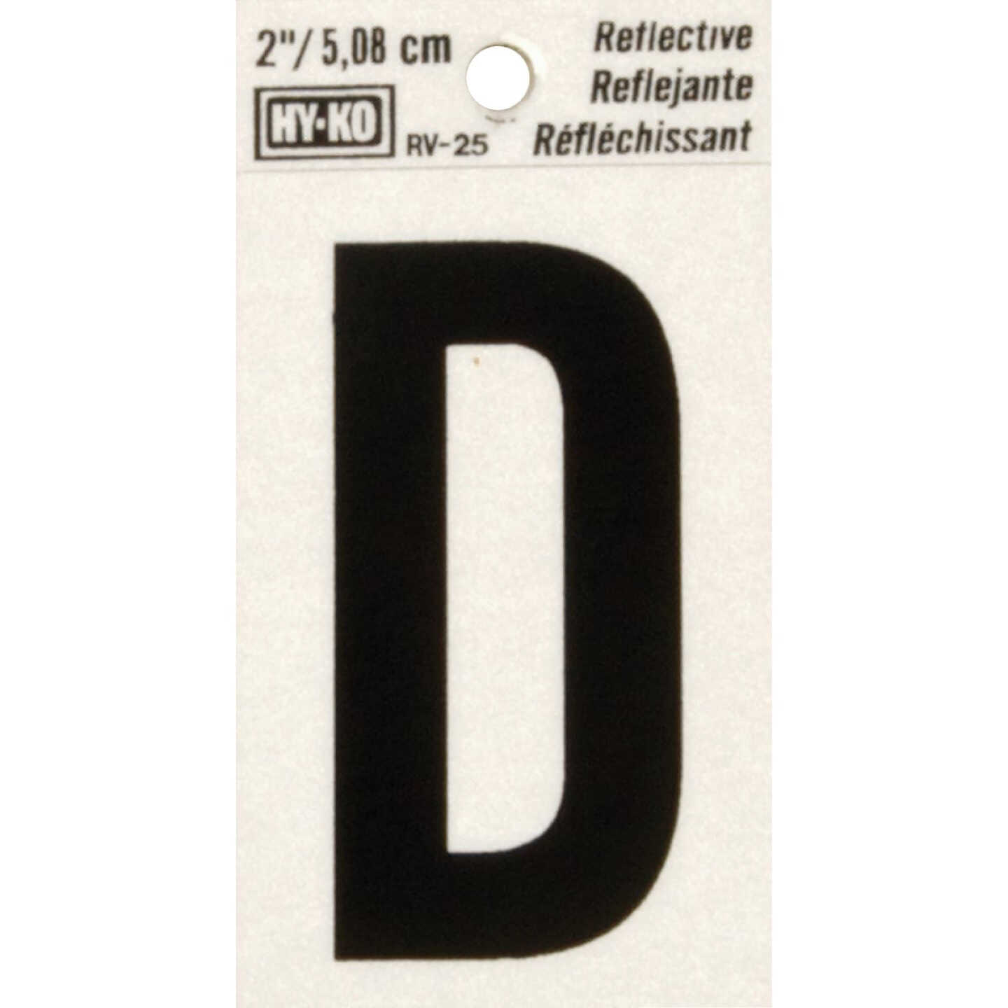 Hy-Ko Vinyl 2 In. Reflective Adhesive Letter, D Image 1