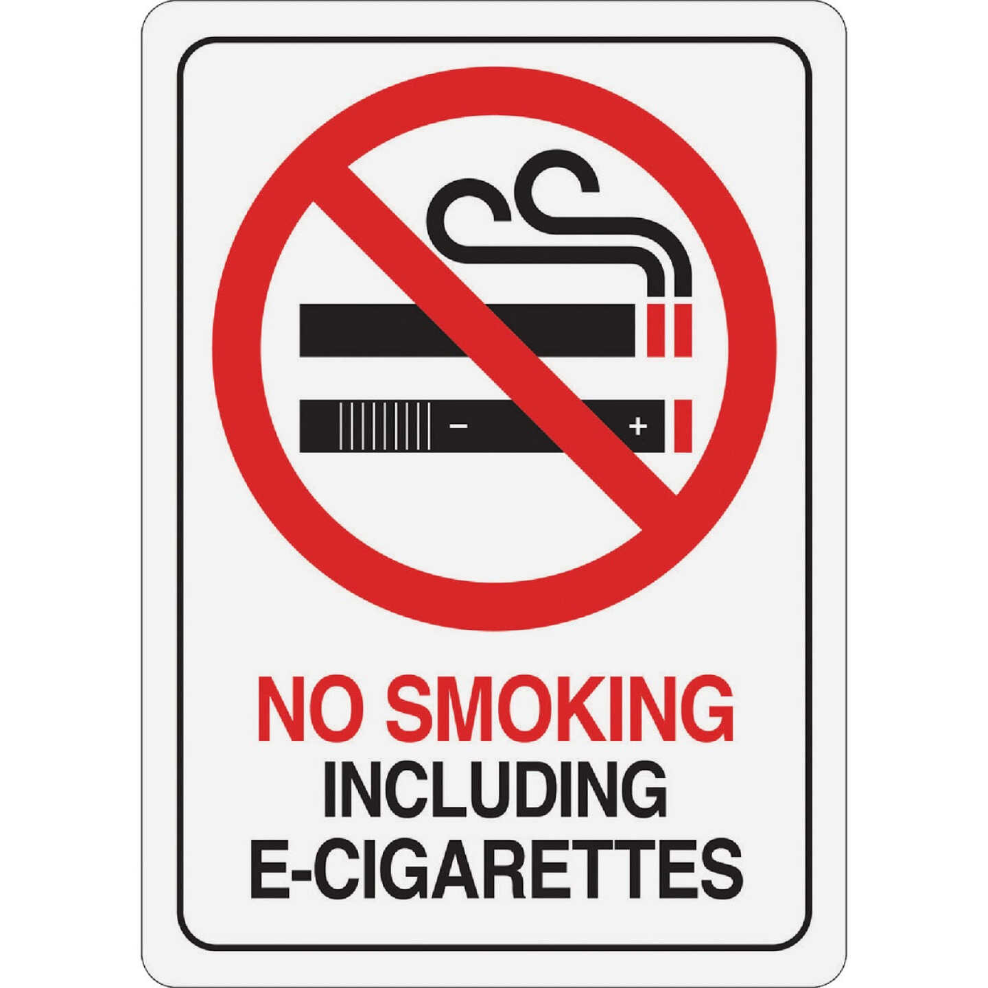 Hy-Ko Plastic Sign, No Smoking Including E-Cig Image 1