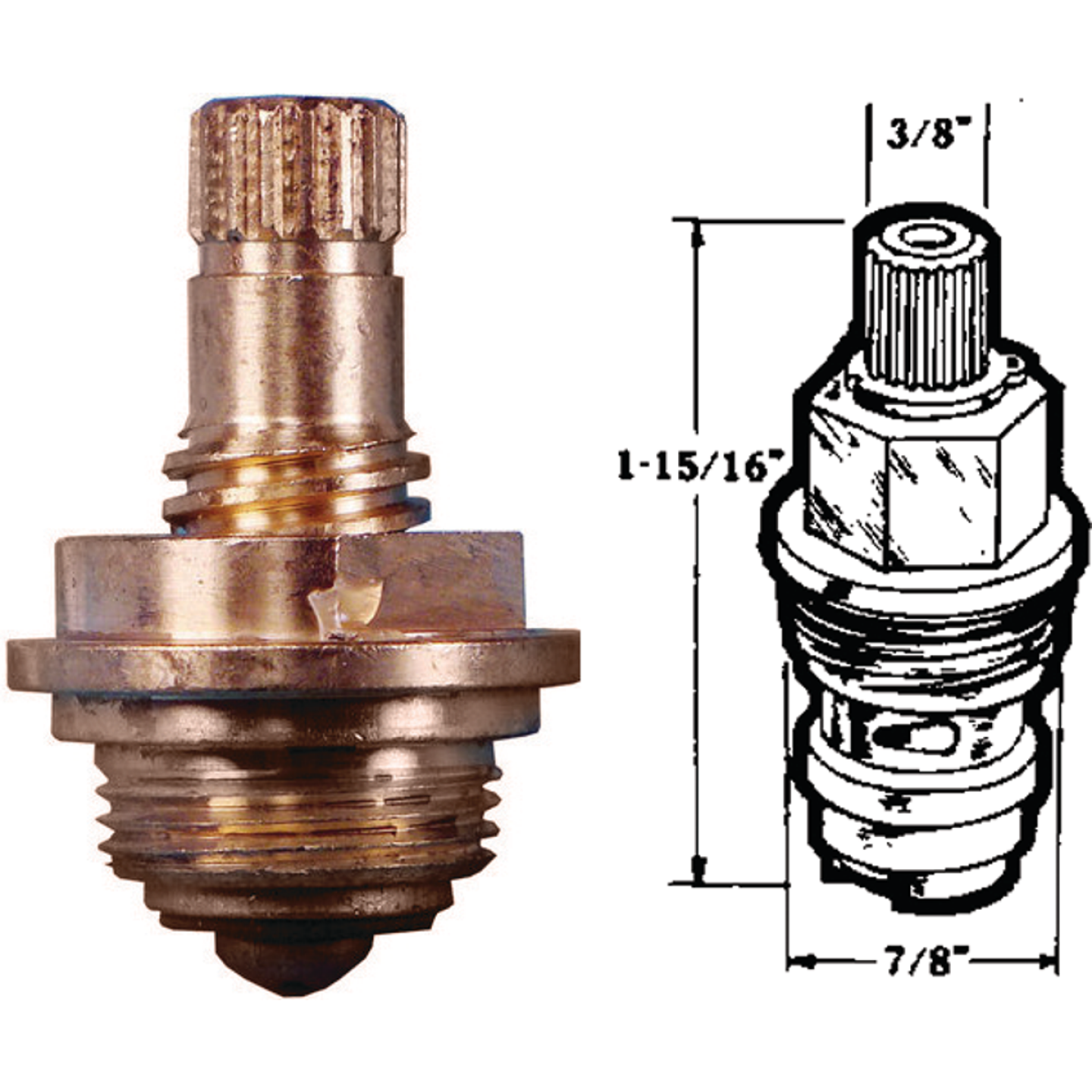 United States Hardware Hot/Cold Water Faucet Stem for Nibco Washerless Kitchen & Vanity Faucet Image 1