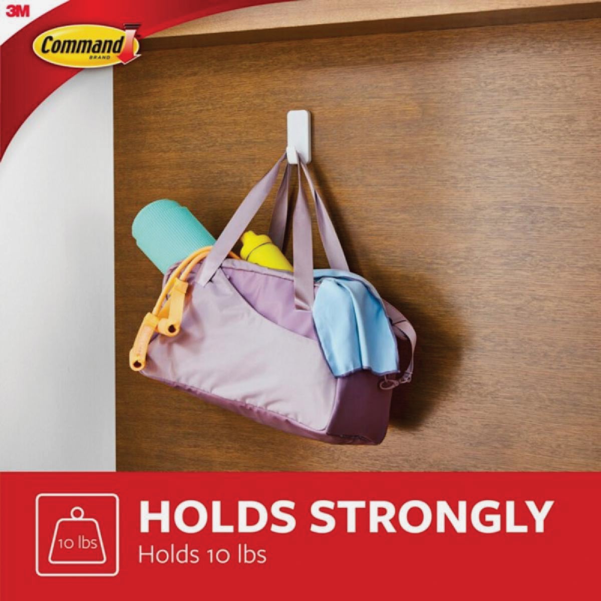 Command Extra Large 10 Lb. Adhesive Hook, White, 1 Hook, 4 Strips Image 3