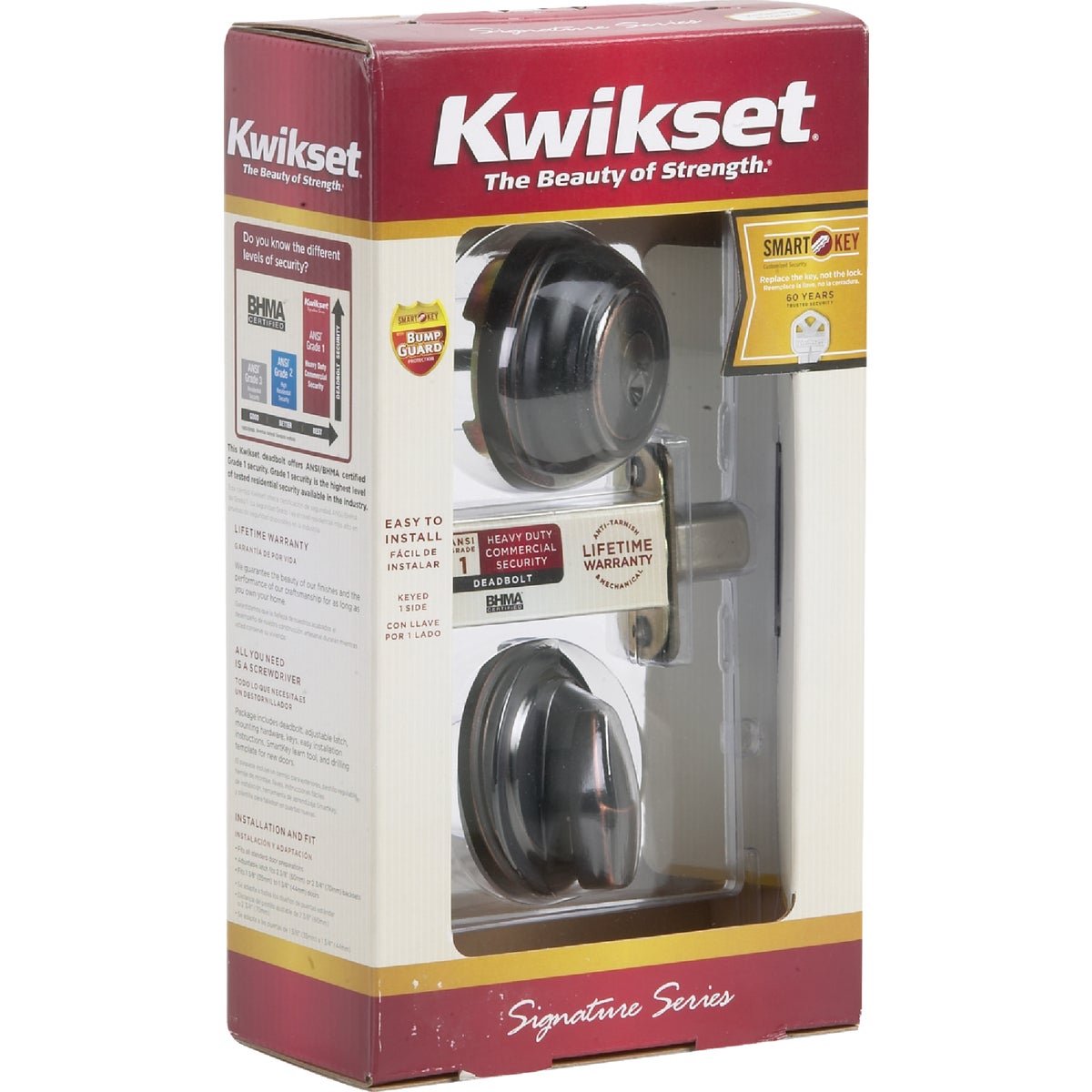 Kwikset Signature Series Venetian Bronze Single Cylinder Deadbolt Image 2