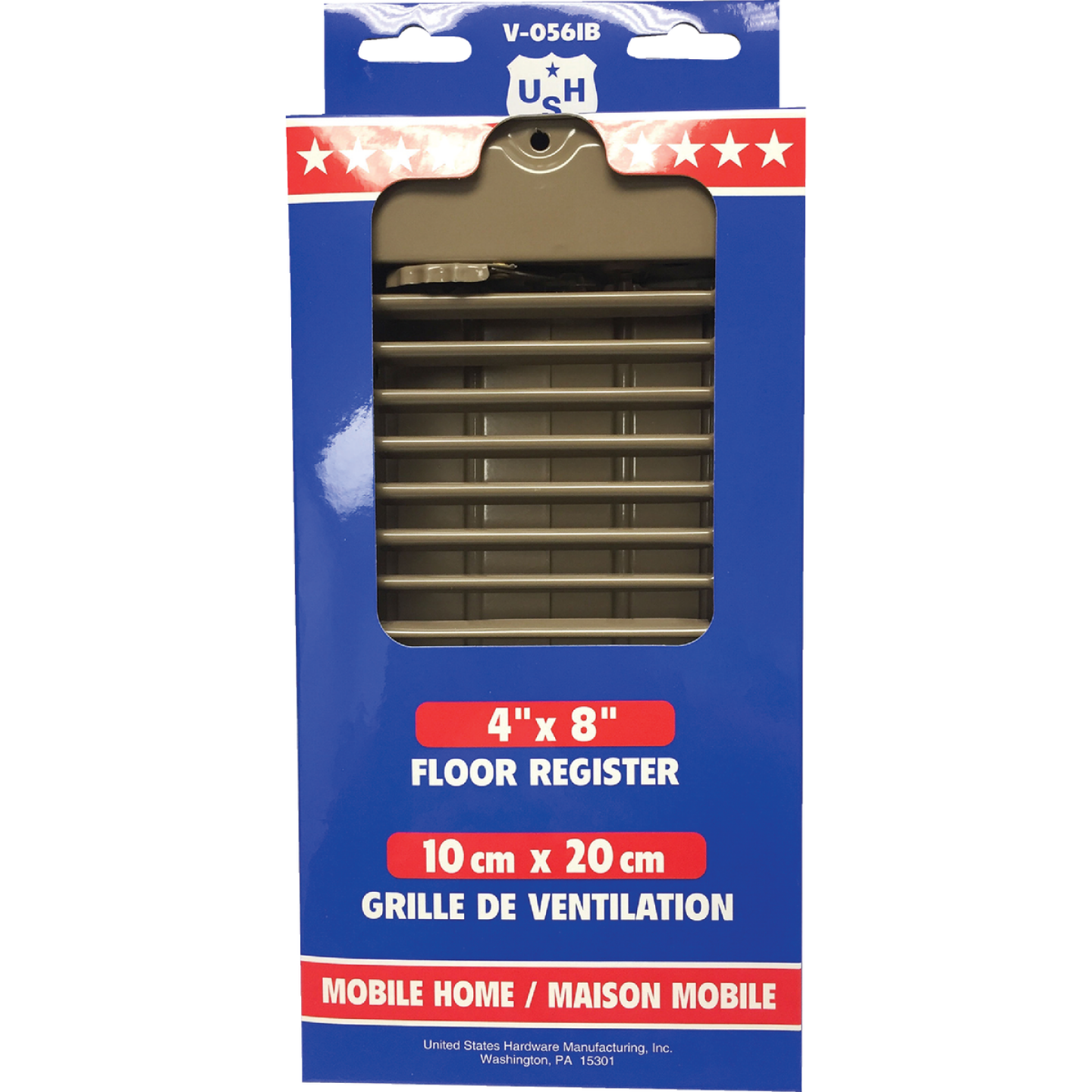 United States Hardware 4 In. x 8 In. x 1-5/16 In. Brown Steel Floor Register Image 2