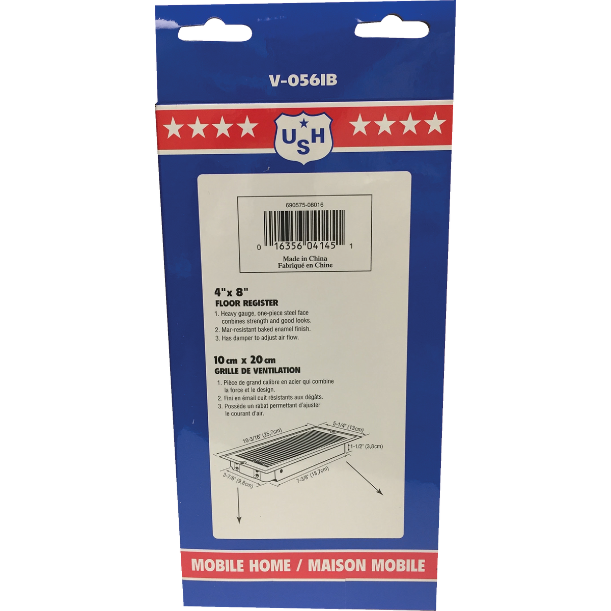 United States Hardware 4 In. x 8 In. x 1-5/16 In. Brown Steel Floor Register Image 4