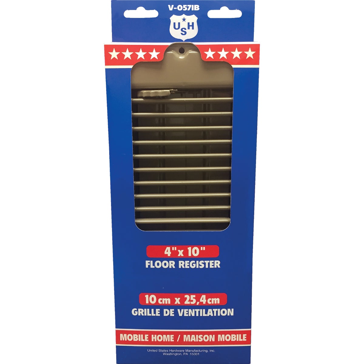 United States Hardware 4 In. x 10 In. x 1-5/16 In. Brown Steel Floor Register Image 2