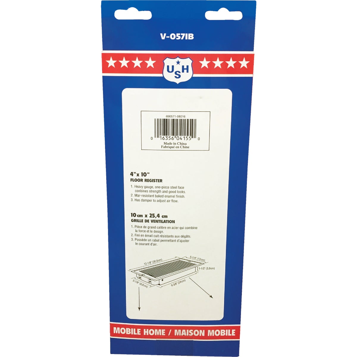 United States Hardware 4 In. x 10 In. x 1-5/16 In. Brown Steel Floor Register Image 4