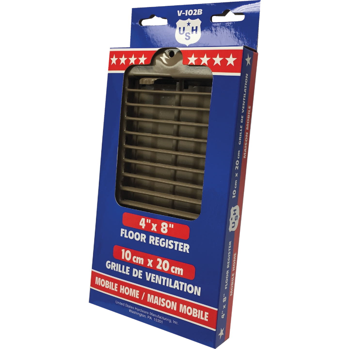 United States Hardware 4 In. x 8 In. x 9/16 In. Brown Steel Floor Register Image 3