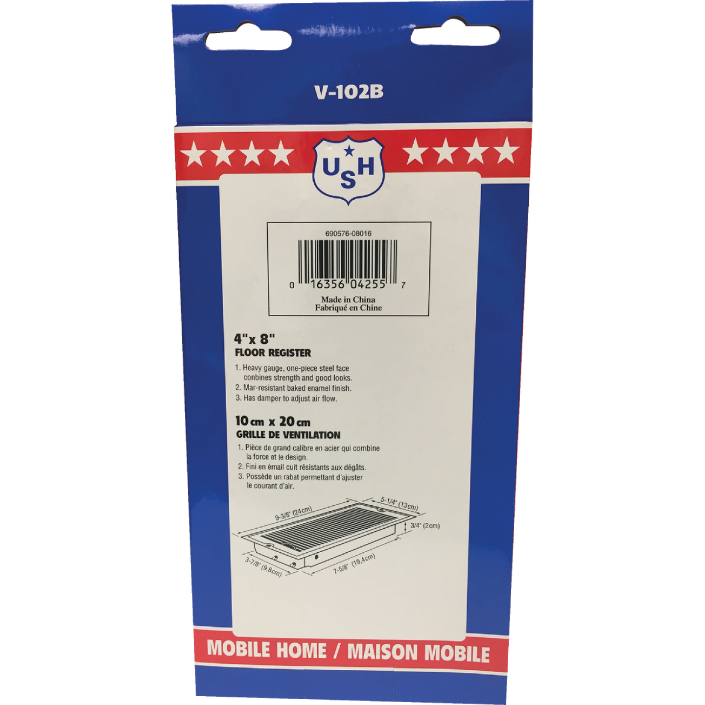 United States Hardware 4 In. x 8 In. x 9/16 In. Brown Steel Floor Register Image 4