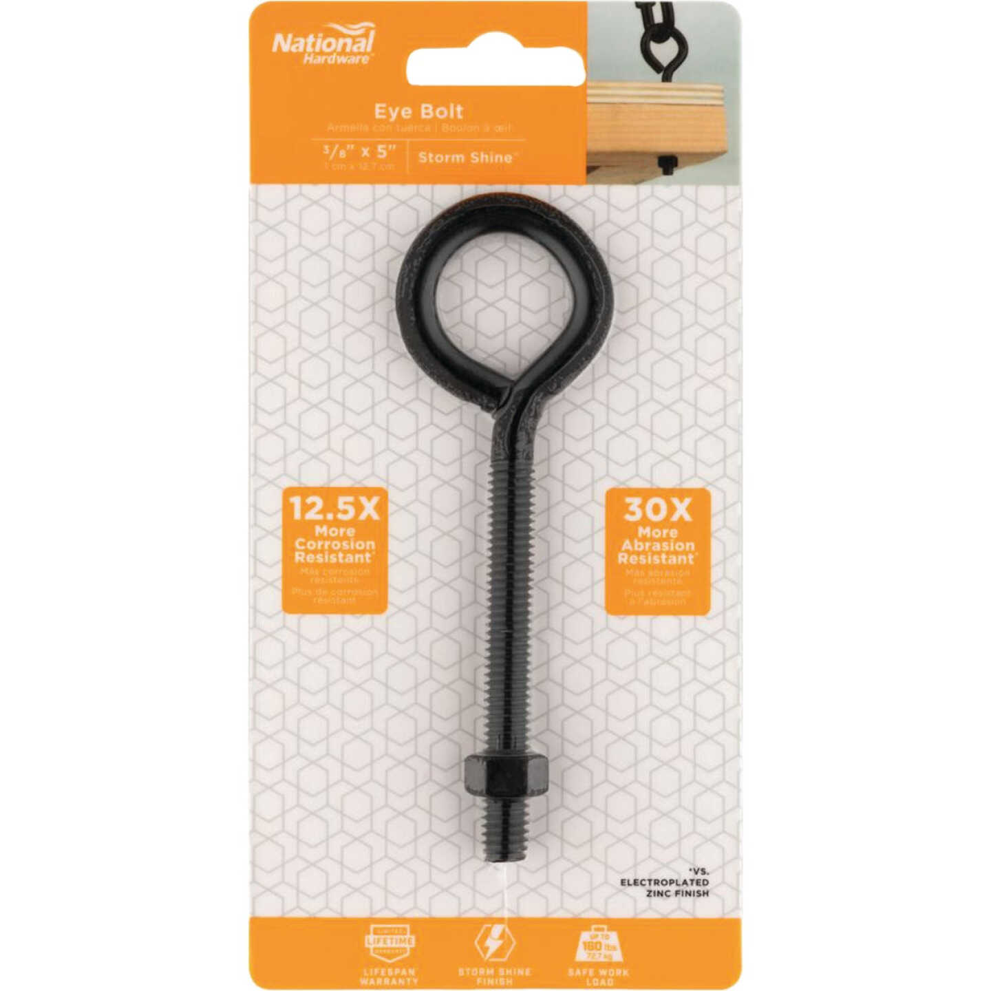 National Hardware 3/8 In. x 5 In. Storm Shine Eye Bolt with Nut Image 2