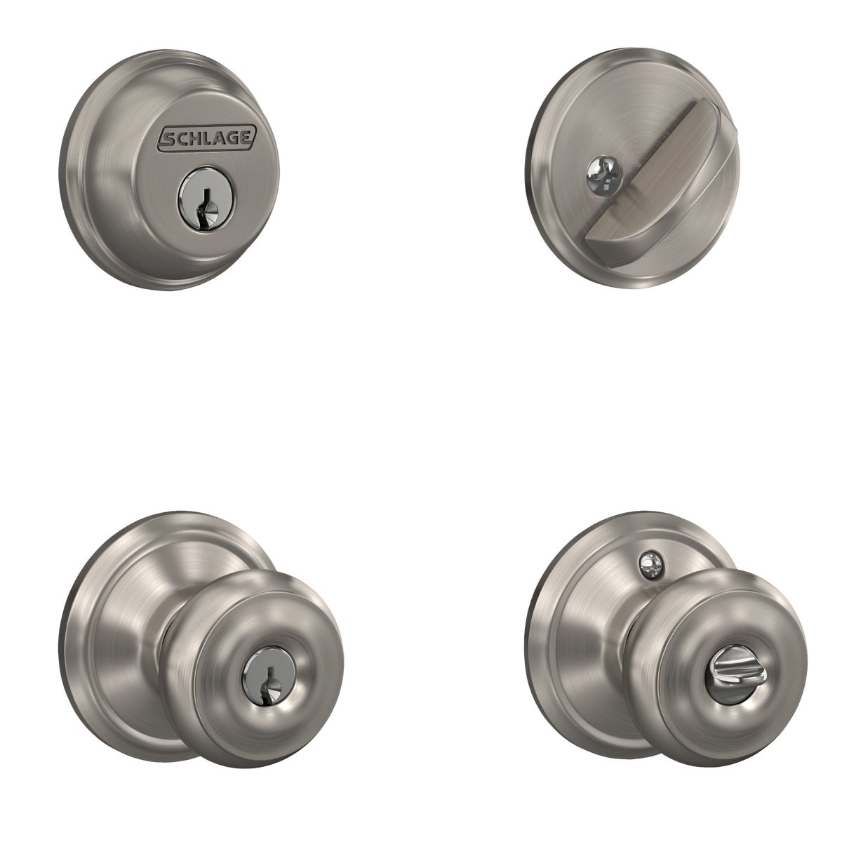 Schlage Satin Nickel Deadbolt & Door Knob Combo Image 2