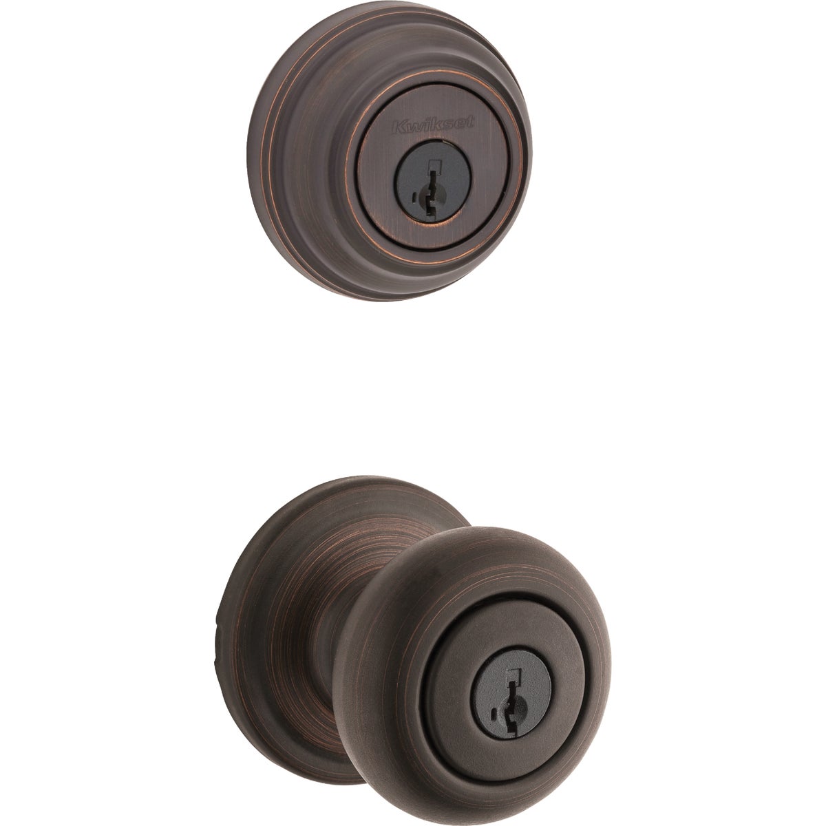 Kwikset Signature Series Juno Venetian Bronze Deadbolt and Door Knob Combo Image 7