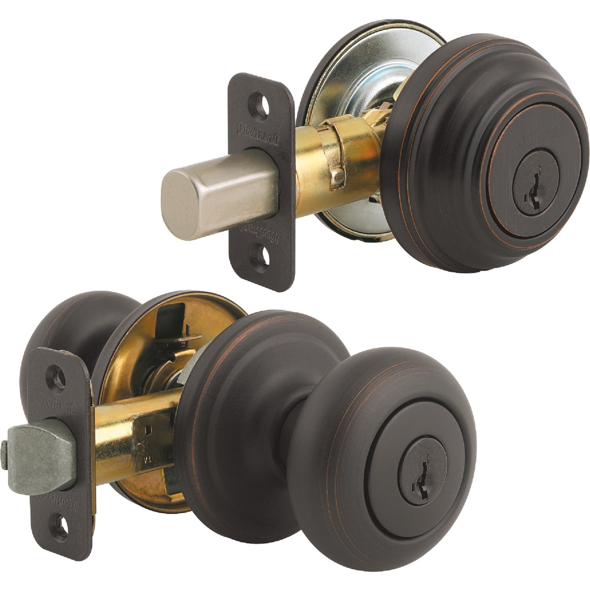 Kwikset Signature Series Juno Venetian Bronze Deadbolt and Door Knob Combo Image 1