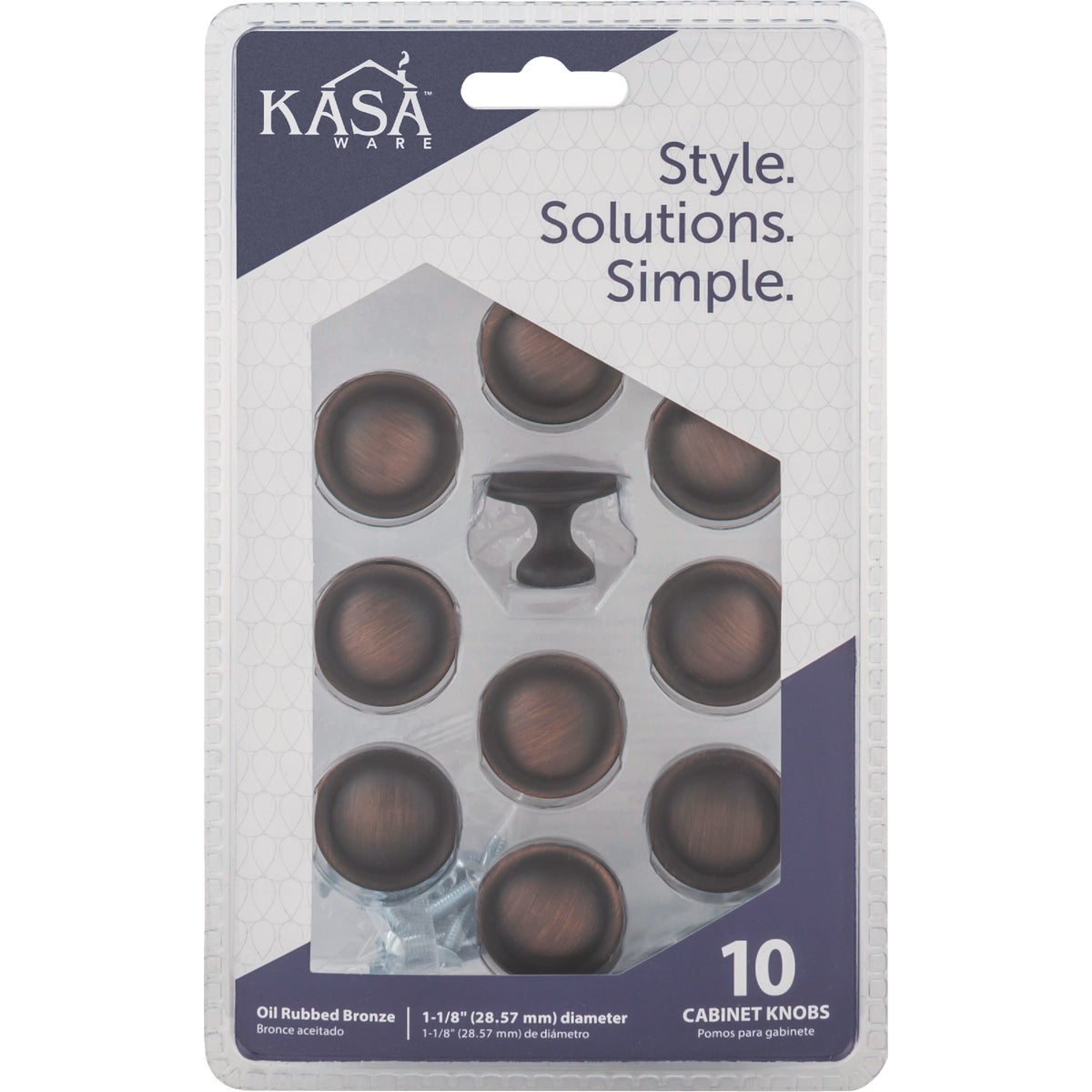 KasaWare 1-1/8 In. Diameter Brushed Oil Rubbed Bronze Cabinet Knob (10-Pack) Image 2