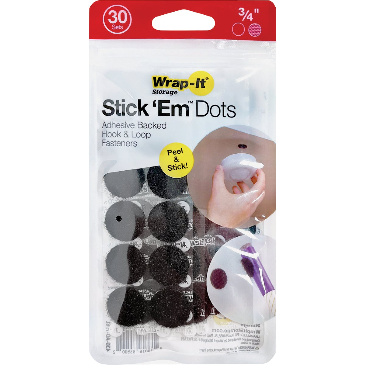 Wrap-It Storage Stick 'Em Dots 0.75 In. Black Hook & Loop Fasteners (30 Ct.) Image 7