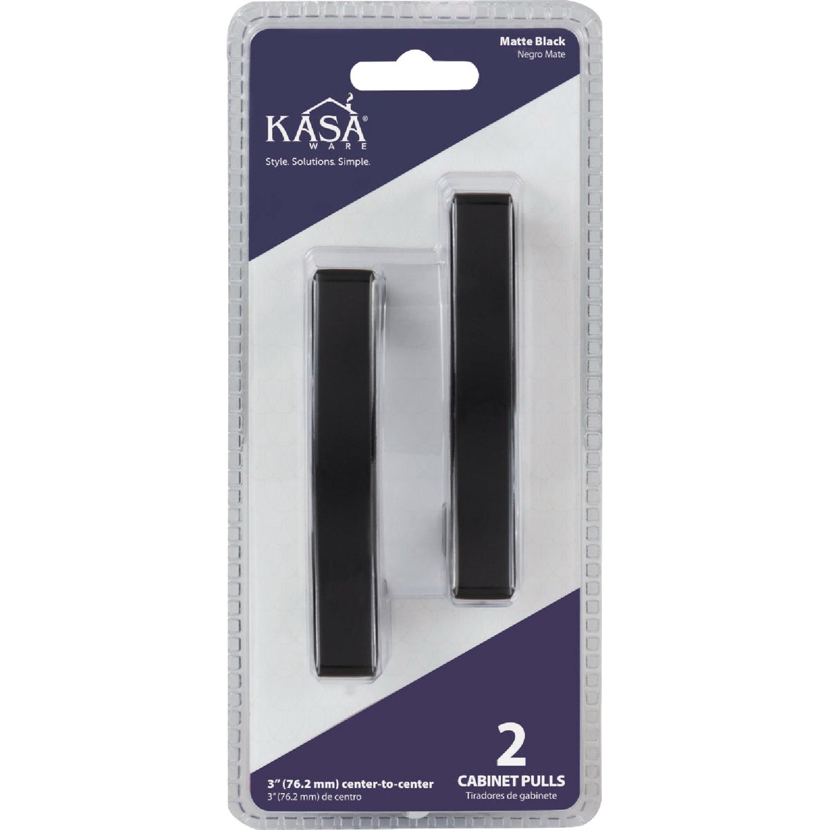KasaWare 4 In. Overall Length Matte Black Flared Foot Square Pull (2-Pack) Image 2