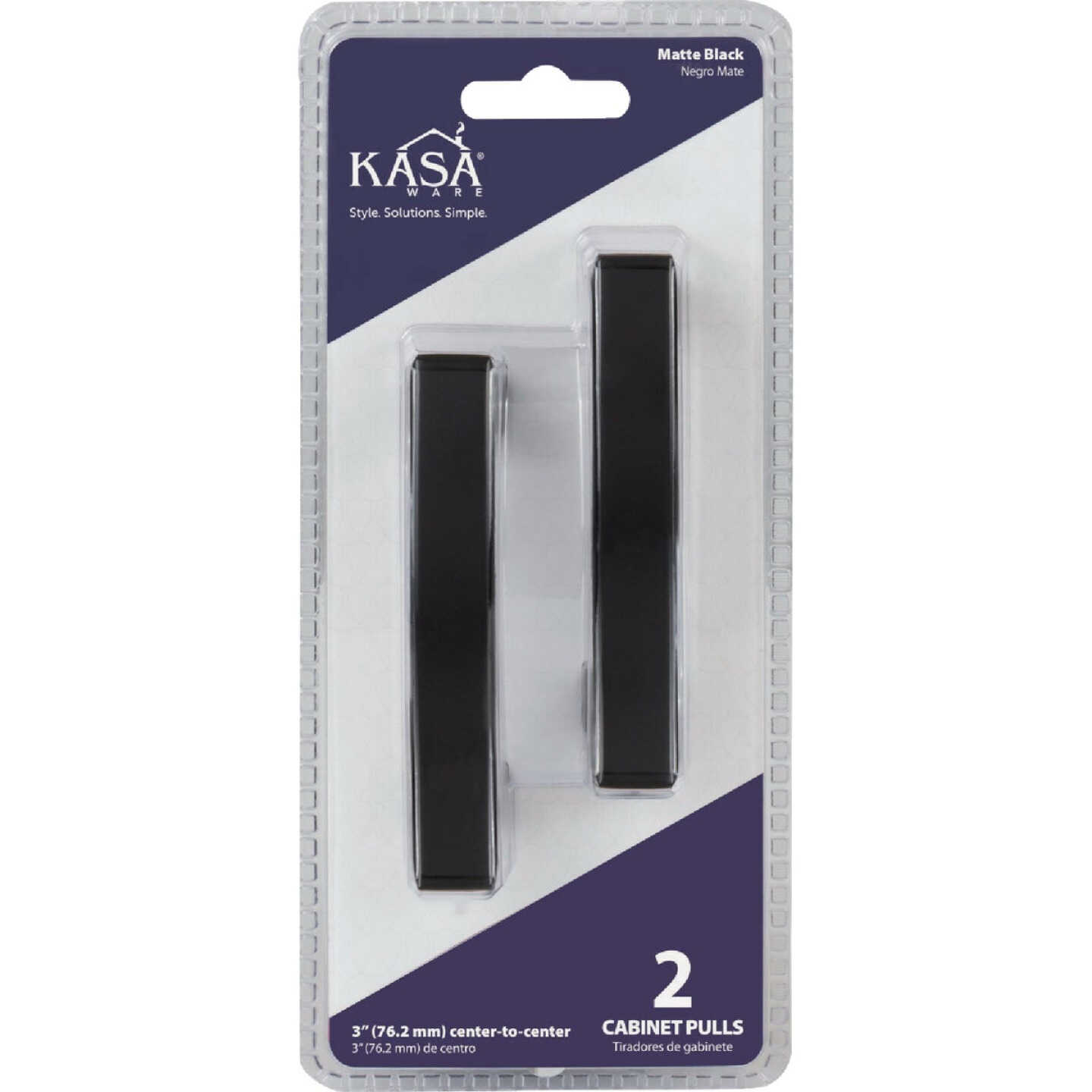 KasaWare 4 In. Overall Length Matte Black Flared Foot Square Pull (2-Pack) Image 2