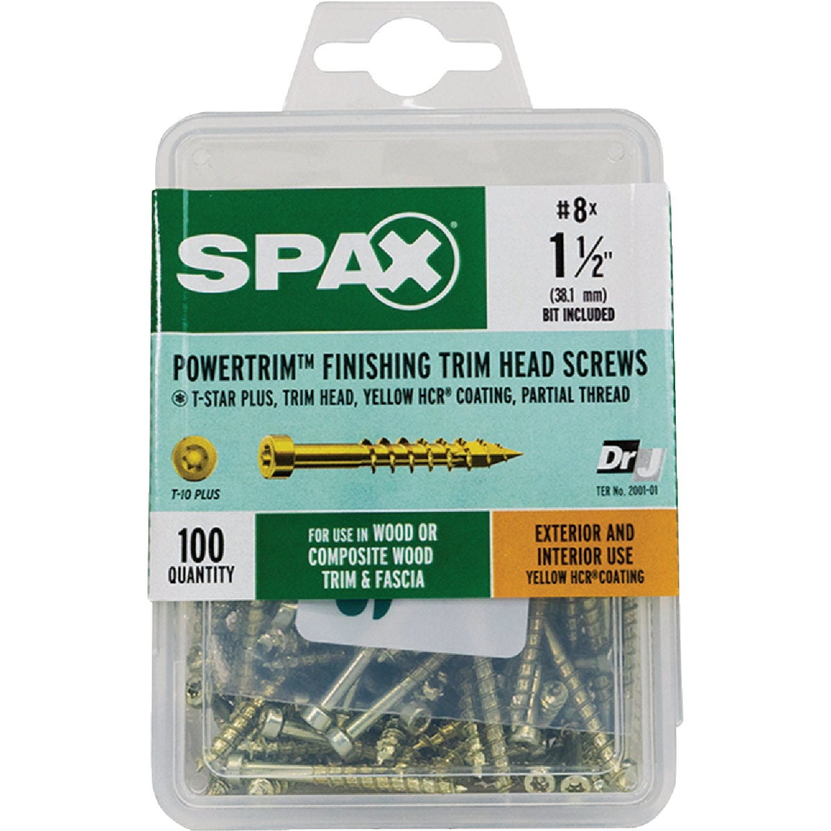 SPAX #8 x 1-1/2 In. T10 Plus Cylindrical Head HCR (Exterior Rated) Yellow Trim Screw (100 Ct.) Image 4