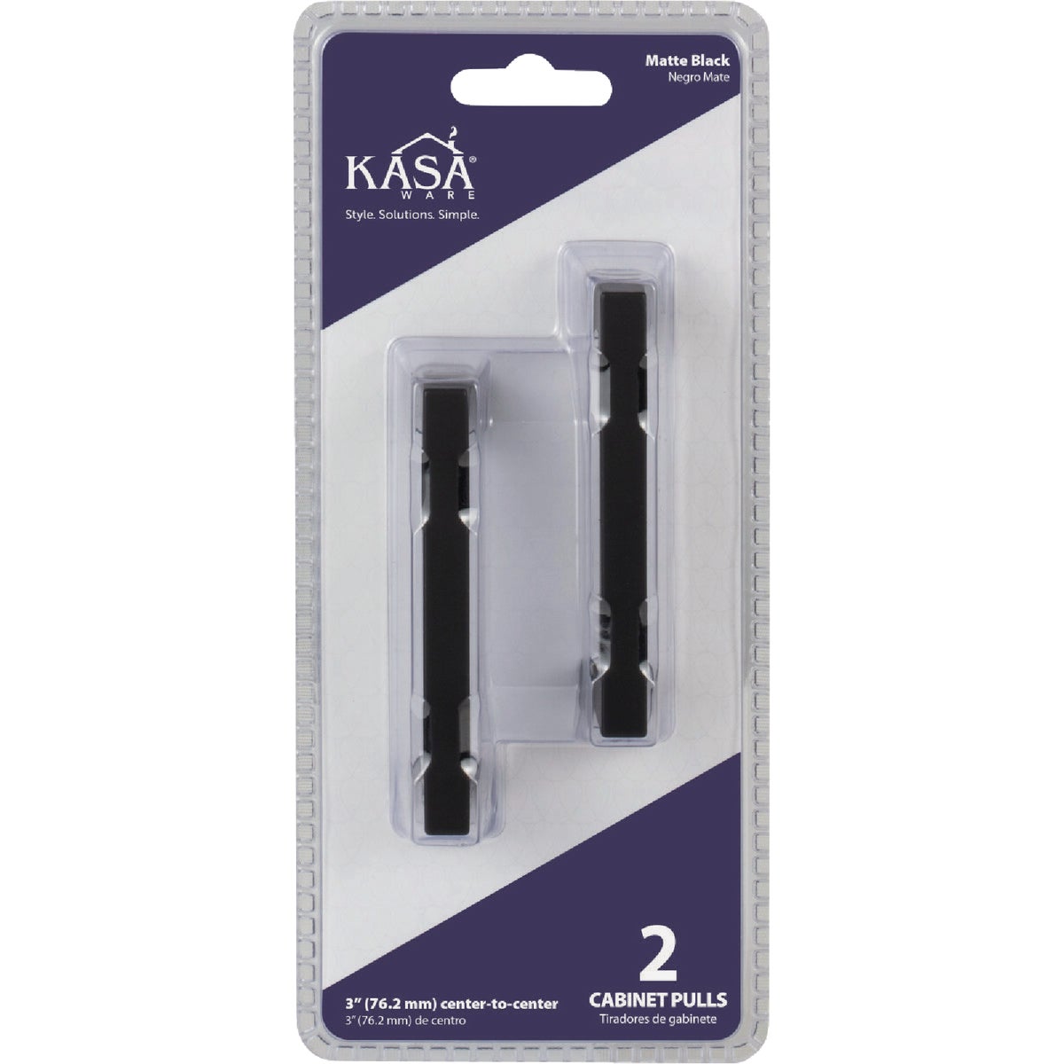 KasaWare 3-3/8 In. Overall Length Matte Black Square Bar Pull (2-Pack) Image 2