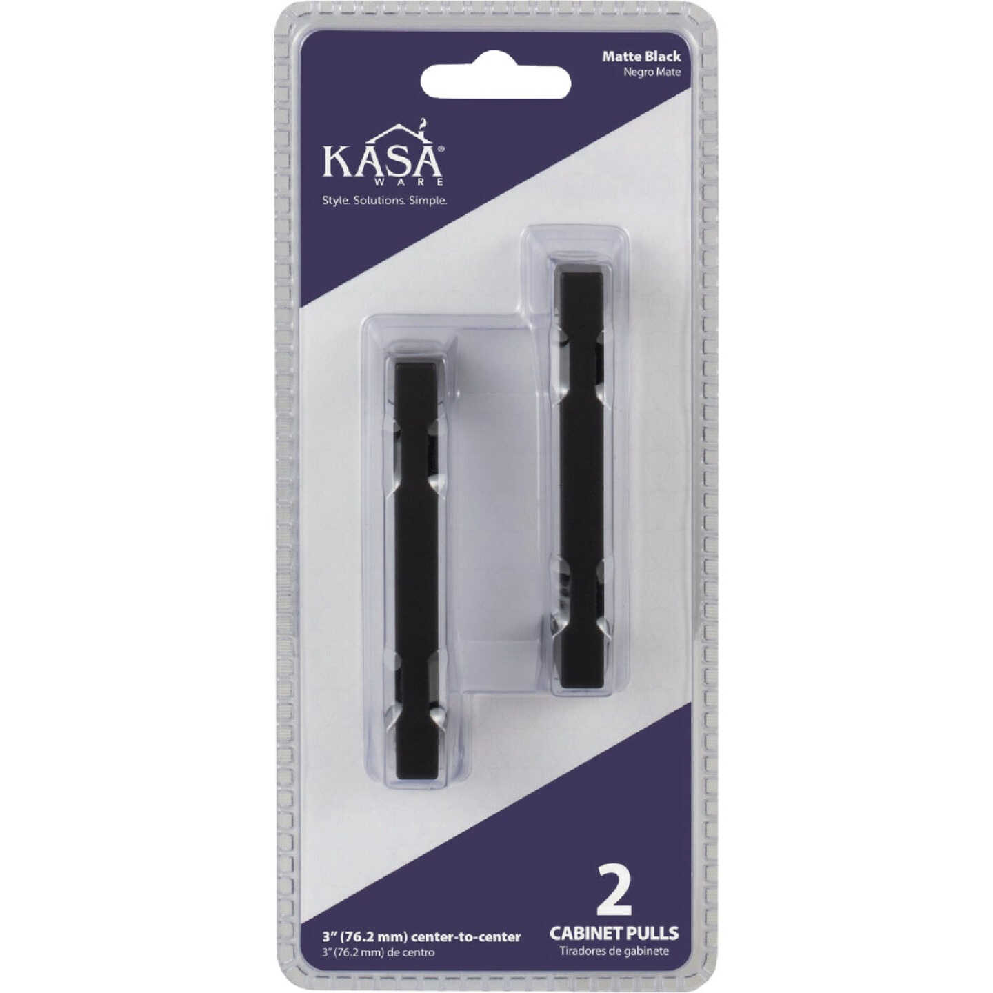 KasaWare 3-3/8 In. Overall Length Matte Black Square Bar Pull (2-Pack) Image 2