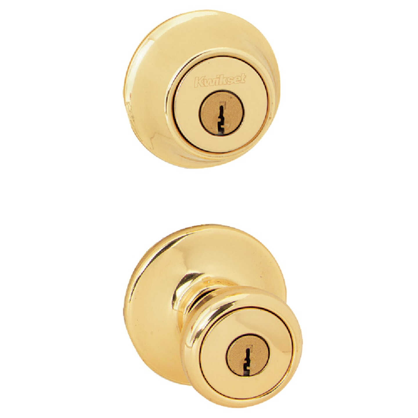 Kwikset Polished Brass Deadbolt and Door Knob Combo Image 4