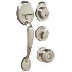 Steel Pro Brushed Nickel Entry Door Handleset with Half Round Interior Knob Image 1