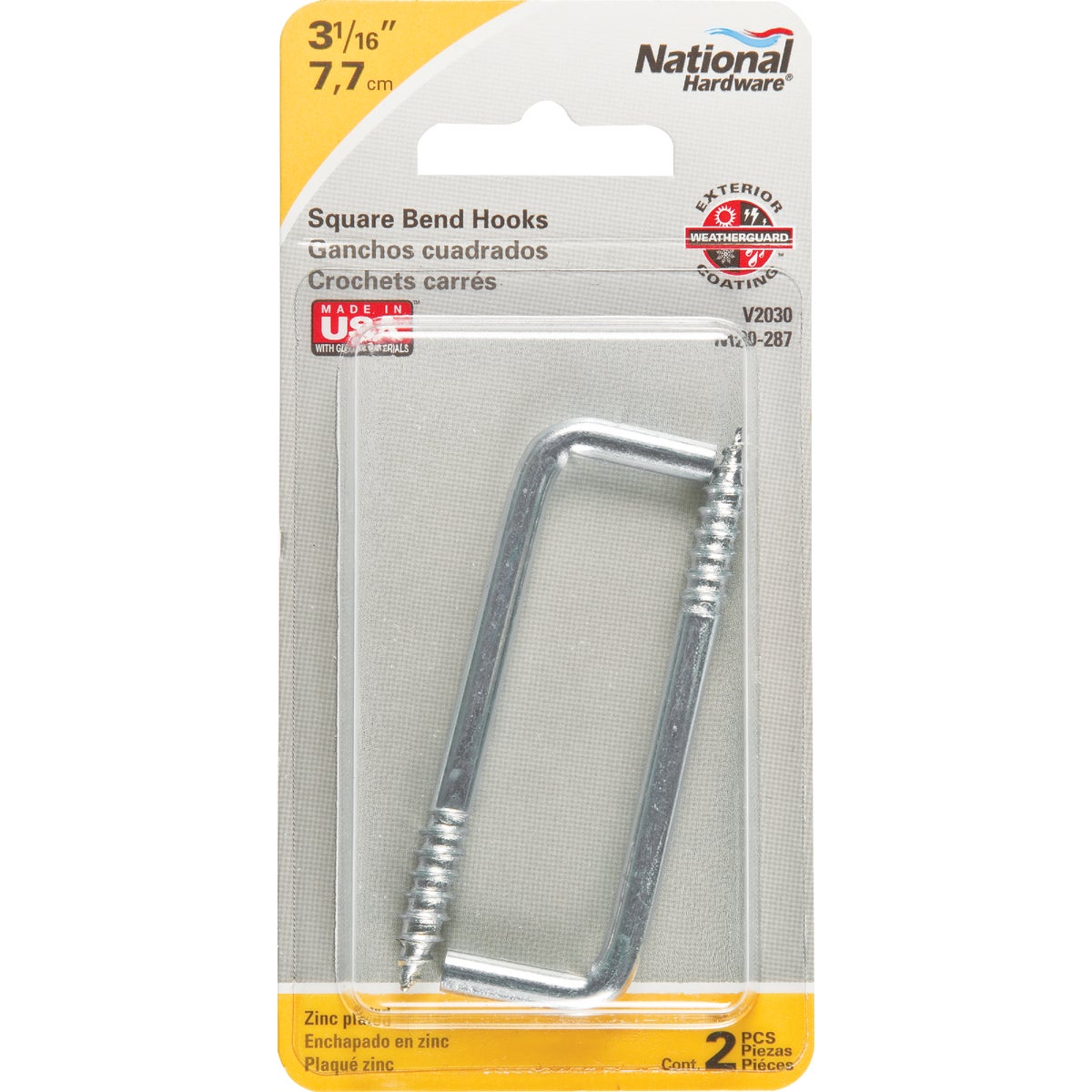 National Hardware Square Bend Screw Hook Shoulder Hook (2 Count) Image 2