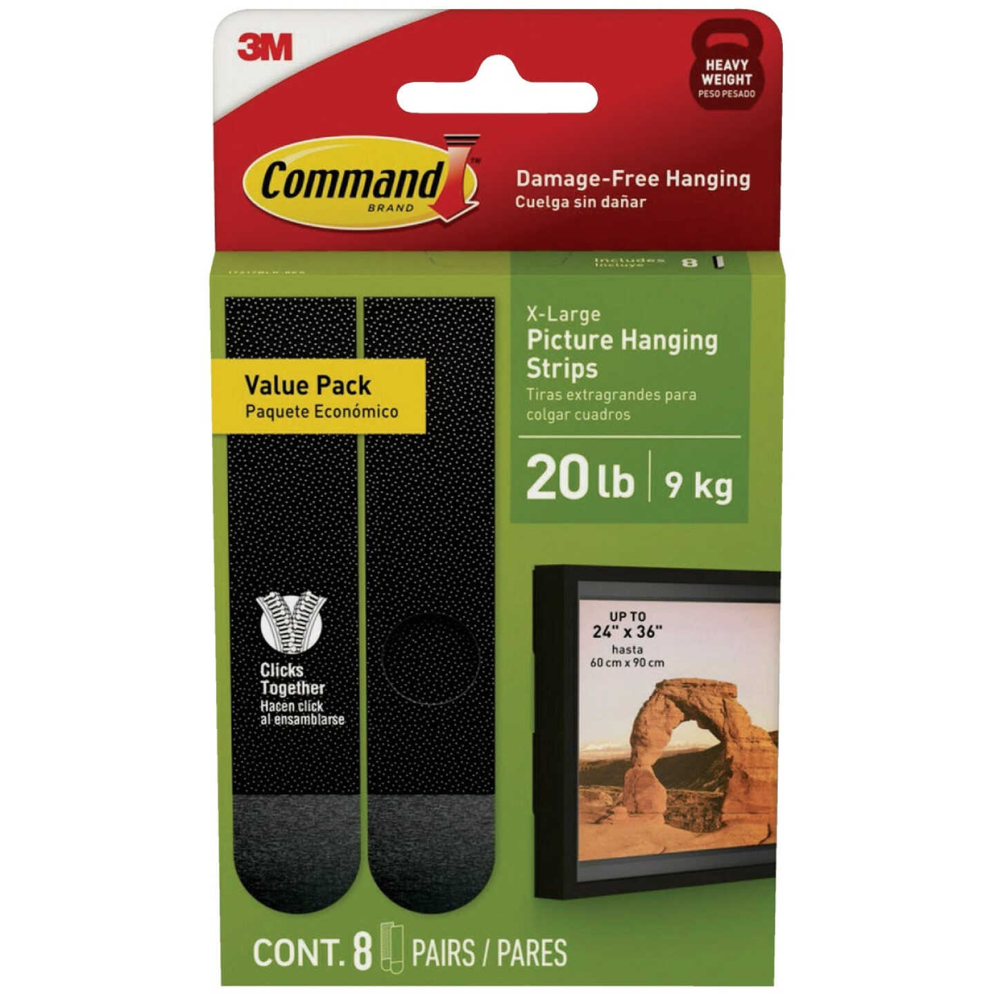 Command 20 Lb. Black Picture Hanging Strips, 8 Pairs Image 1
