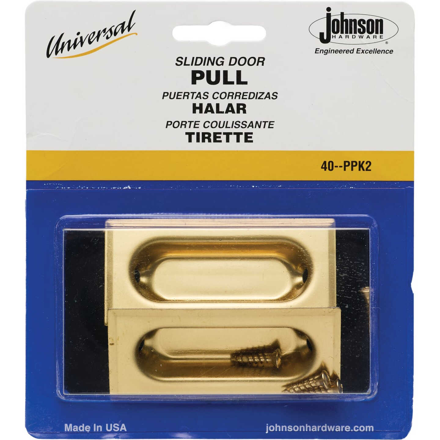 Johnson Hardware 3 In. Rectangular Brass Flush Pocket Door Pull (2-Count) Image 2