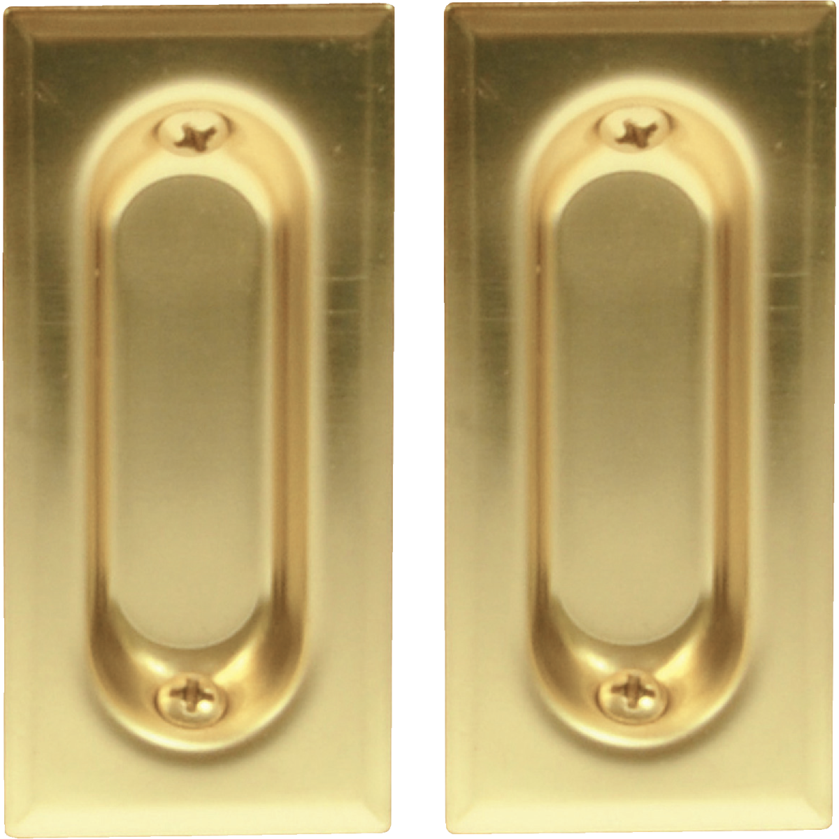Johnson Hardware 3 In. Rectangular Brass Flush Pocket Door Pull (2-Count)